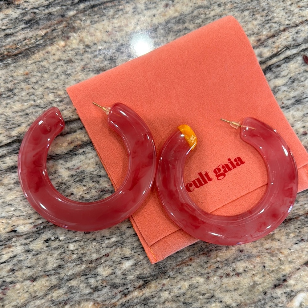 Cult Gaia Pink Hoop Earrings - Picture 6 of 6